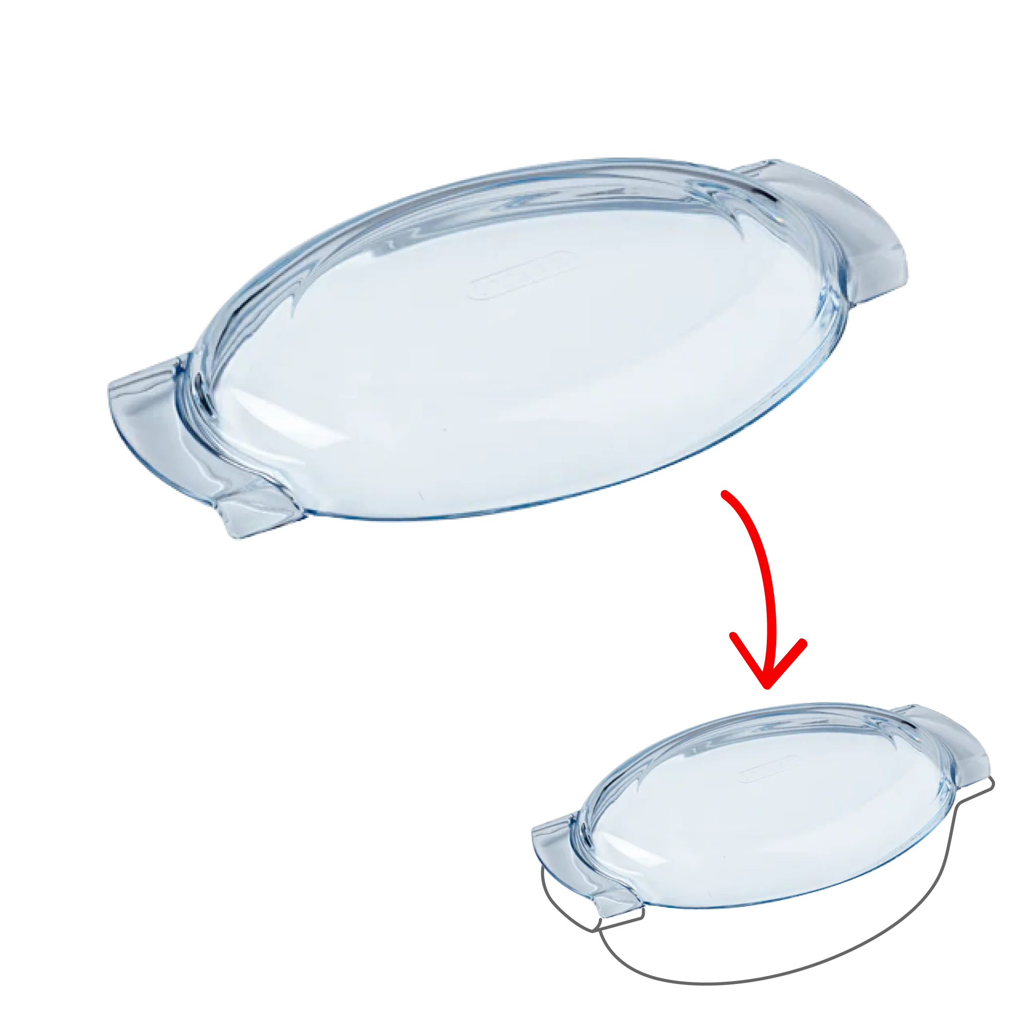 Couvercle rechange - cocotte ovale en verre grand format - Image 8