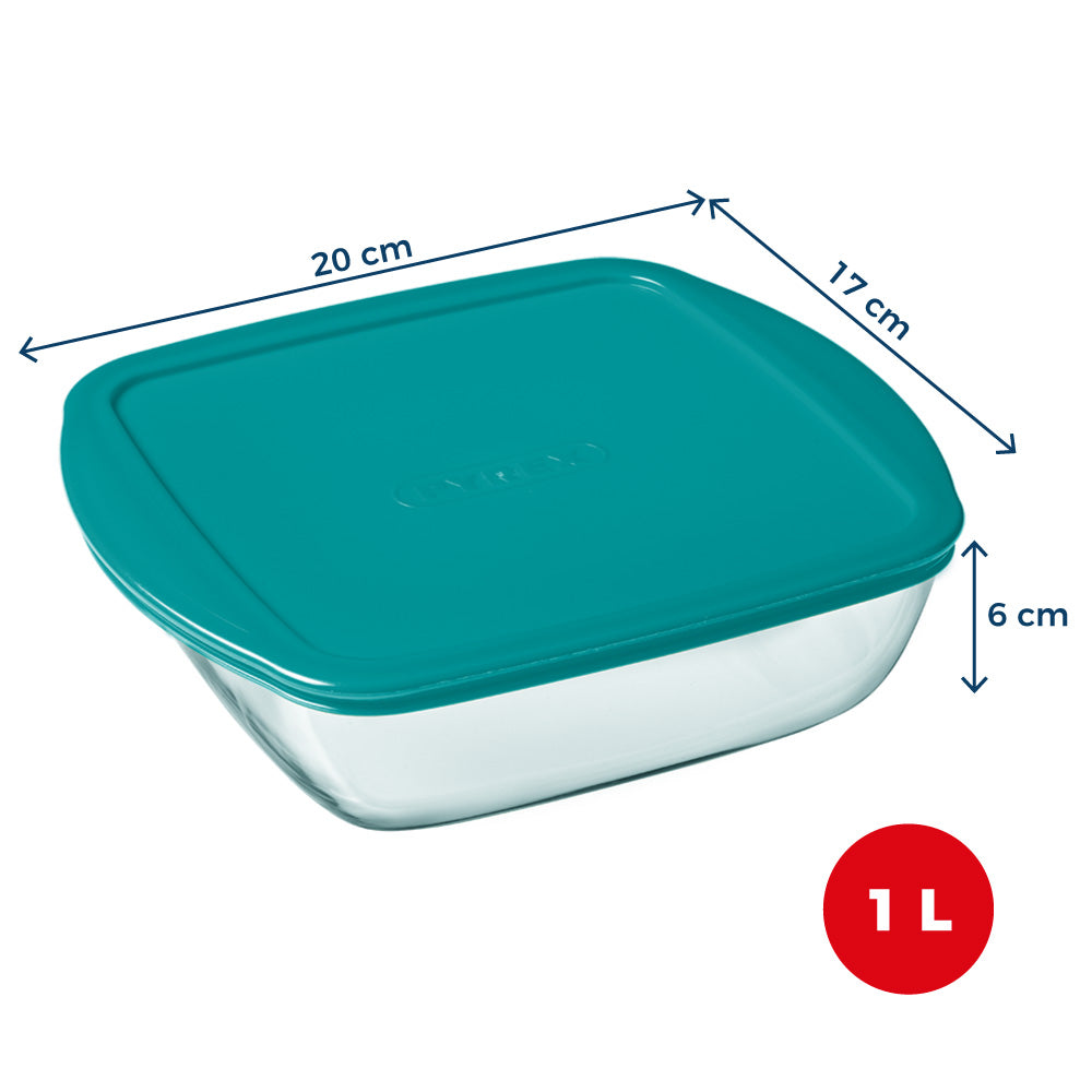 Cook & Store - Plat carré en verre avec couvercle bleu canard compatible "air fryer" (friteuse à air chaud) - Image 13