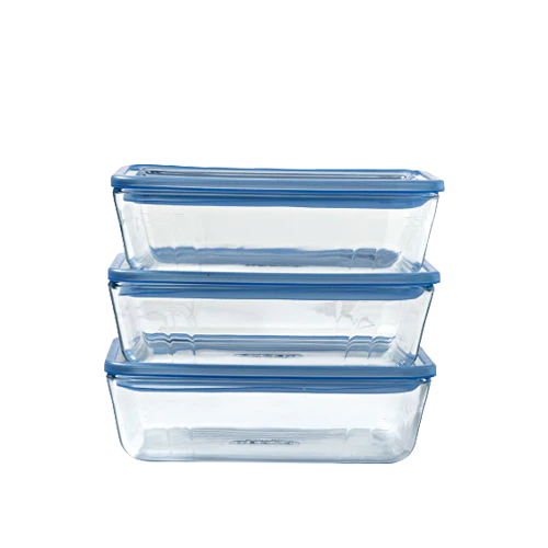 Zero Plastic - Lot de 3 Boites de conservation avec couvercle en verre rectangulaire - Image 13