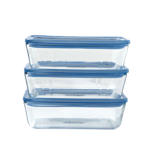 Zero Plastic - Lot de 3 Boites de conservation avec couvercle en verre rectangulaire - Image 14