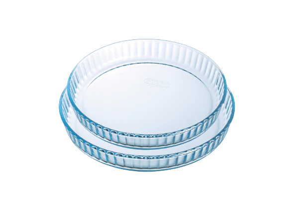 Lot de 2 moules à tarte en verre 28 et 31 cm