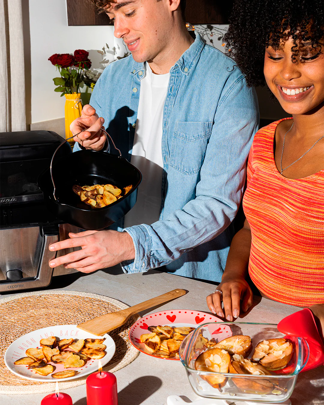 Plat air fryer carré en métal avec poignée - Image 3